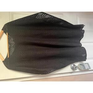 Black Sheer Patterned Women's Poncho by Mario Serrani‎